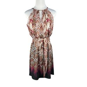 White House Black Market Dress Women XS Metallic Chevron Blouson Mini Sleeveless